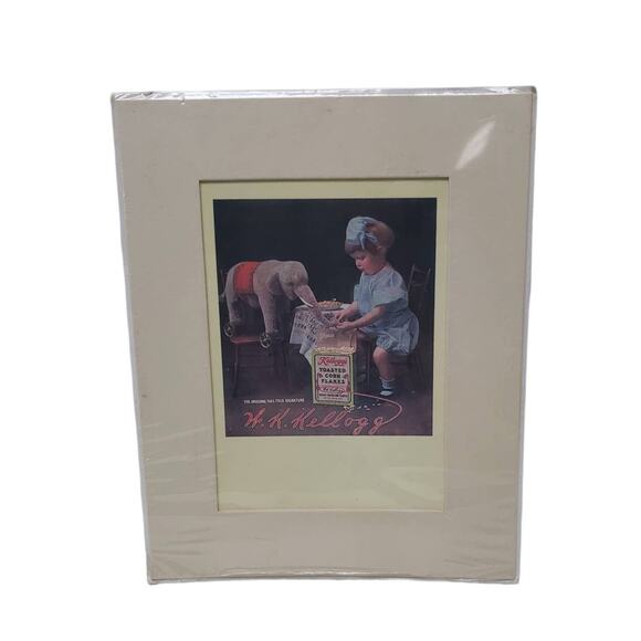 Vintage Kellogg Toasted Corn Flakes Girl Feeding Elephant Portal 1986 Rare Card - Picture 1 of 5